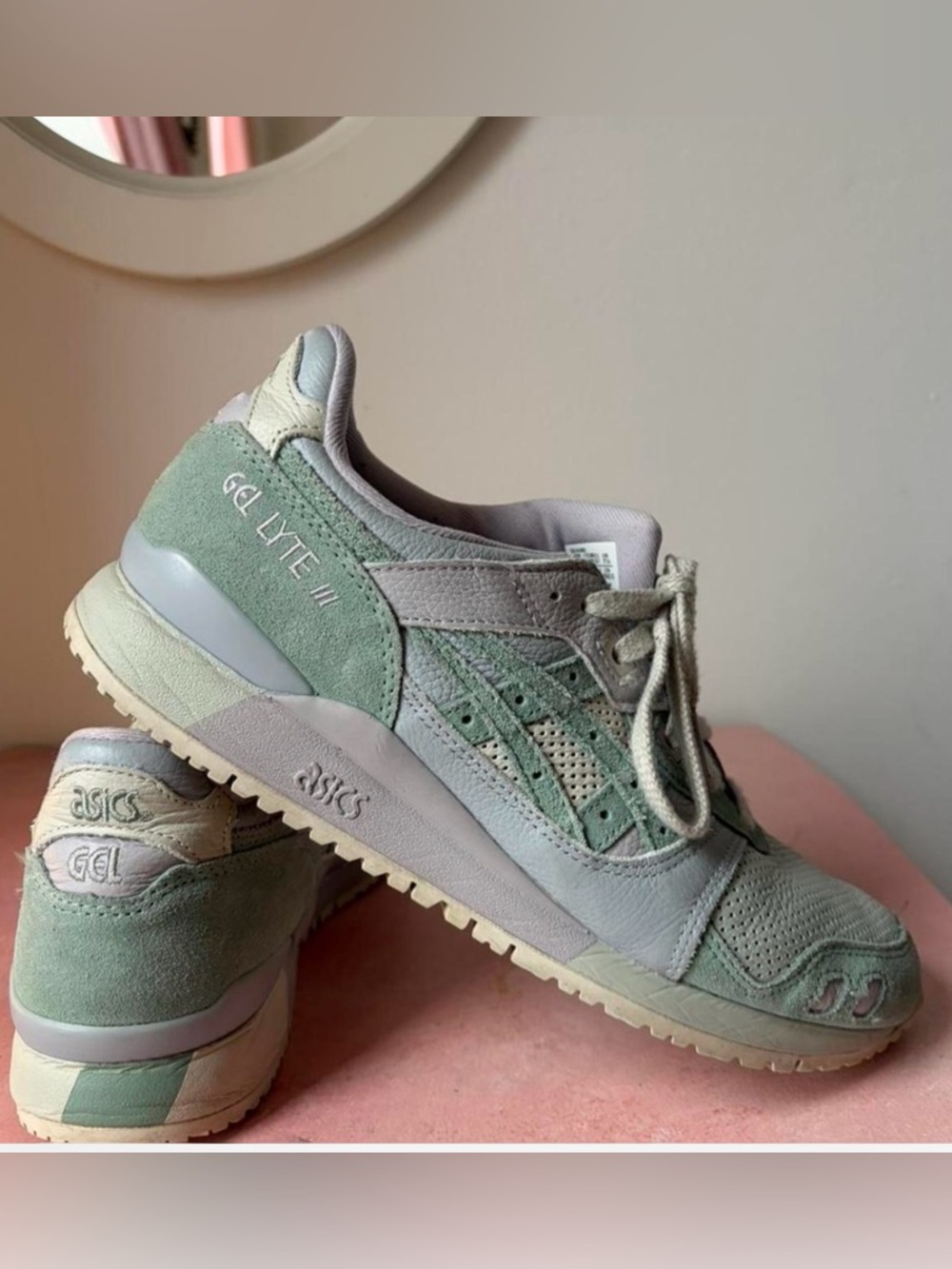 Asics GEL-Lyte III Women's Mint Green and Light Gray Suede Sneakers